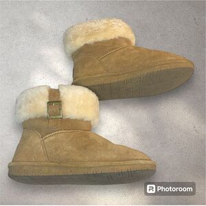 Bearpaw Women's Abby Pull-on Leather Wool Lining Boots Tan Brown Sz. 9 womens